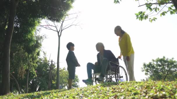 Asiatique Grand Mère Grand Père Petit Fils Avoir Amusant Jouer — Video