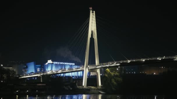 Ponte Sul Fiume Notte — Video Stock