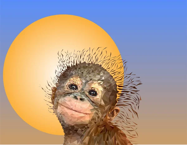 Μια Μαϊμού Είναι Ευτυχισμένη Πολυγωνική Γραφικά — Διανυσματικό Αρχείο
