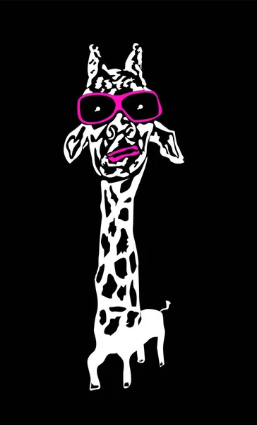 Girafe Lunettes Roses — Image vectorielle