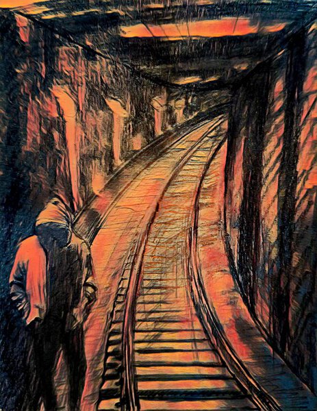 The man in Tunnel go to home