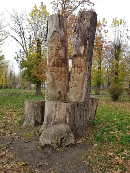 Statue Aus Holz Geschnitzt — Stockfoto