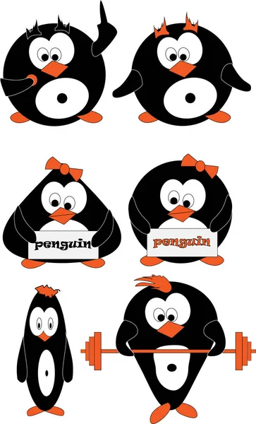 Pingvin Karaktär Serie — Stock vektor
