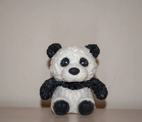 Sitzendes Panda Spielzeug Schwarz — Stockfoto