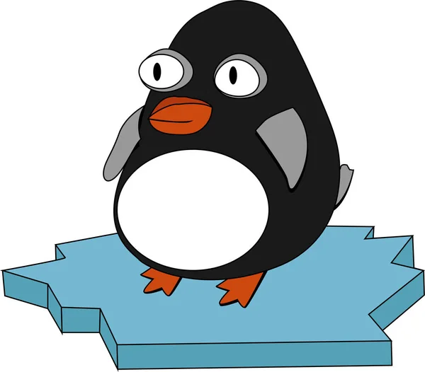 Pingvin Ensam Isflak — Stock vektor