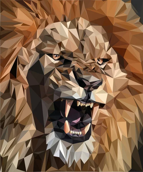 León Gruñón Hecho Polígonos — Vector de stock