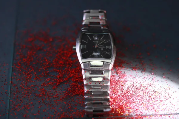 Relógio Prata Escuro — Fotografia de Stock