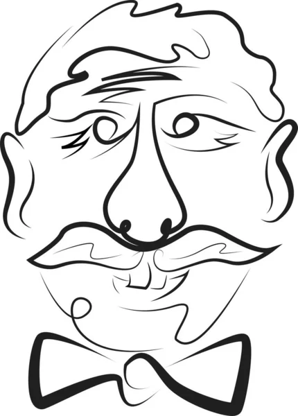 Gesicht Eines Mannes Mit Schnurrbart — Stockvektor
