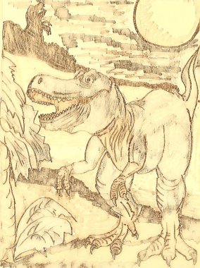 doğada yürüyen tyrannosaurus