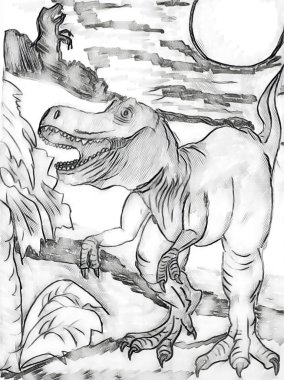 doğada yürüyen tyrannosaurus