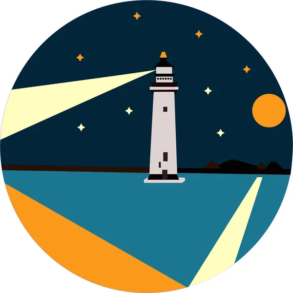 海岸と月の灯台 — ストックベクタ