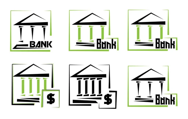 Vários Ícones Bancos Instituições Financeiras — Vetor de Stock