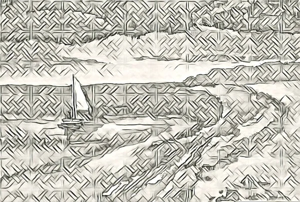 Jacht Zee Zandstrand — Stockfoto