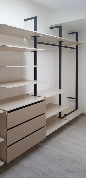 wardrobe with shelves with different shelves