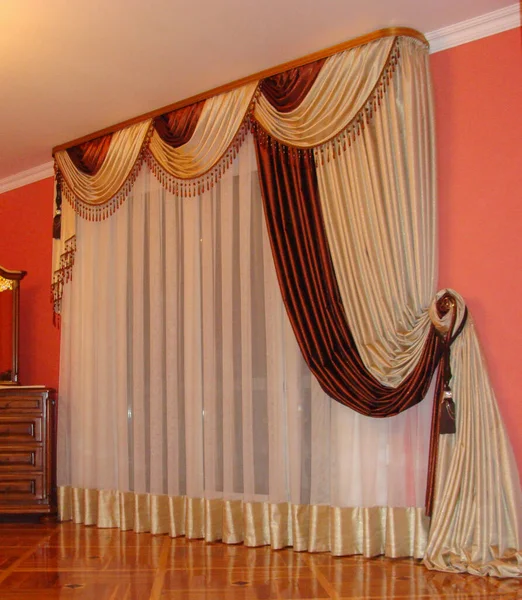 Curtains Tulle Interior Room — Stock Photo, Image