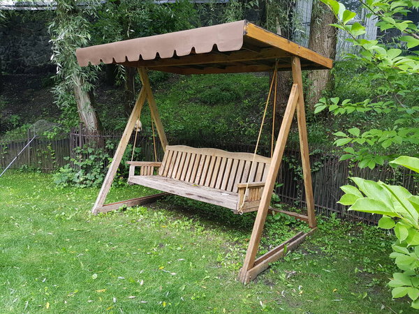 wooden chair in the garden
