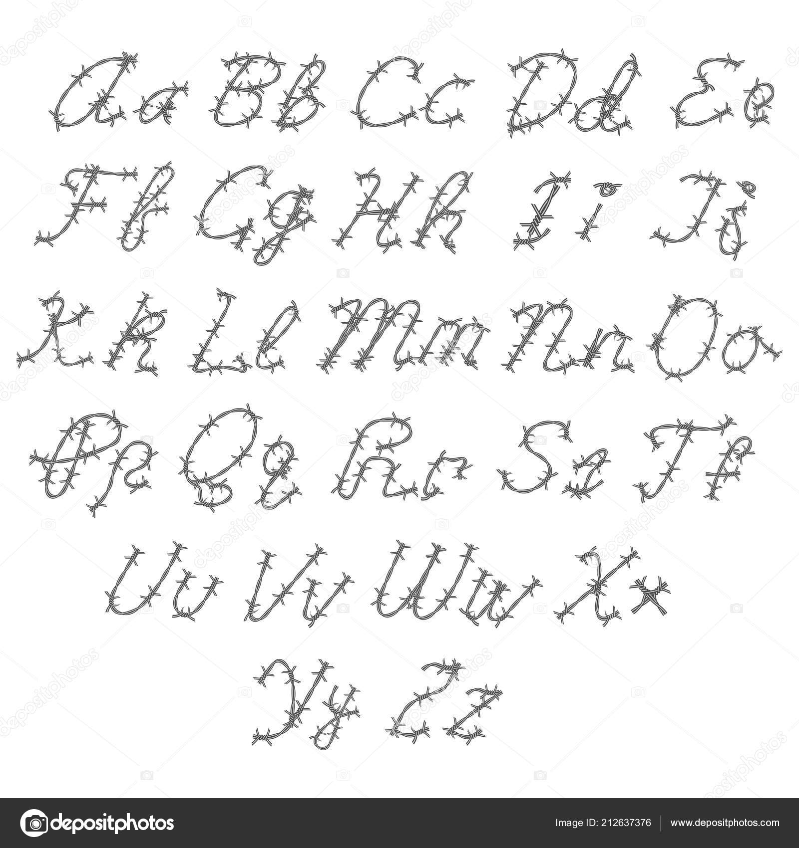 Barbed Wire Vector Font Type Alphabet