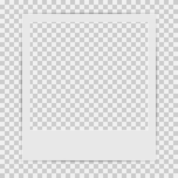 Modèle Cadre Photo Rétro Carré Vierge Avec Ombres Réalistes Sur — Image vectorielle
