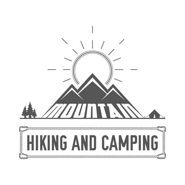 Vandring Och Camping Alpine Club Vektor Emblem Ikonen Print Badge — Stock vektor