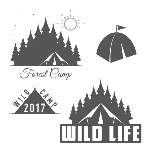Wild Life Forest Camp Scout Club Vektor Emblem Svart Och — Stock vektor