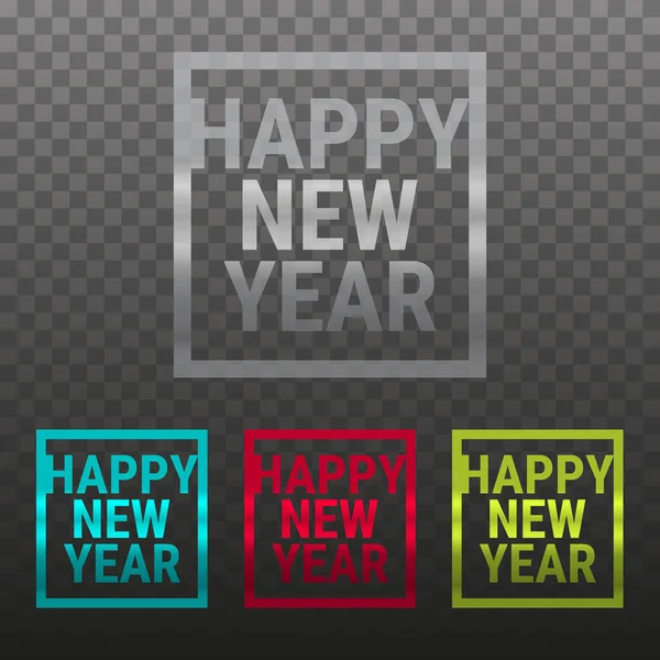 Feliz Año Nuevo Moderno Marco Vector Set Diferentes Colores Sobre — Vector de stock
