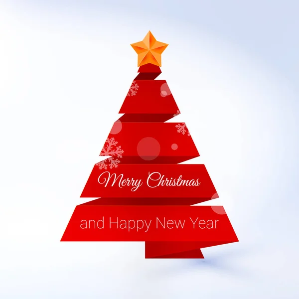Arbre Noël Vectoriel Fait Ruban Rouge Sur Fond Léger Élément — Image vectorielle
