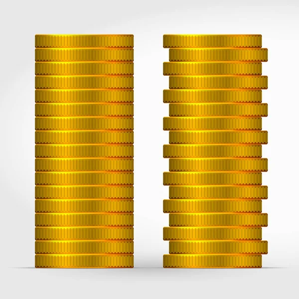 Två Barer Staplade Guldmynt Vektorillustration — Stock vektor