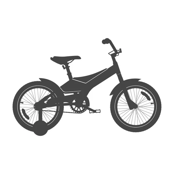 Kid Bike Boys Side View Vector Silhouette — Stock Vector