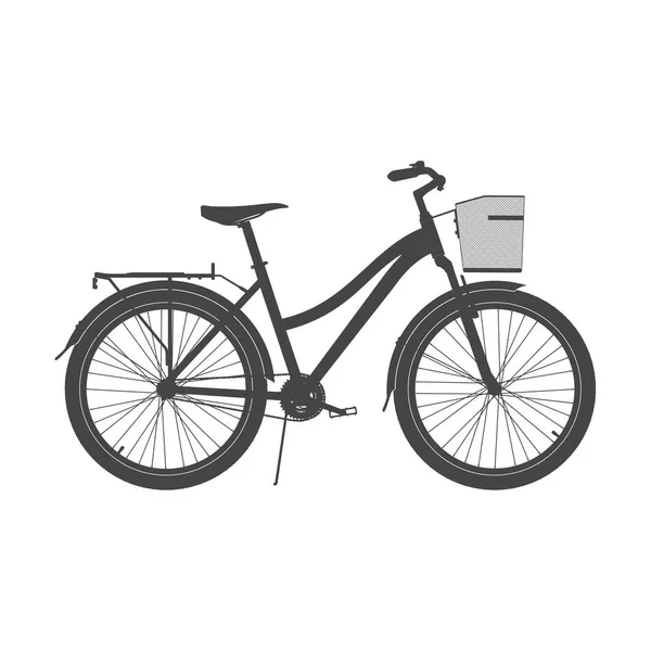 夫人城市自行车剪影 女式舒适自行车矢量插画 — 图库矢量图片