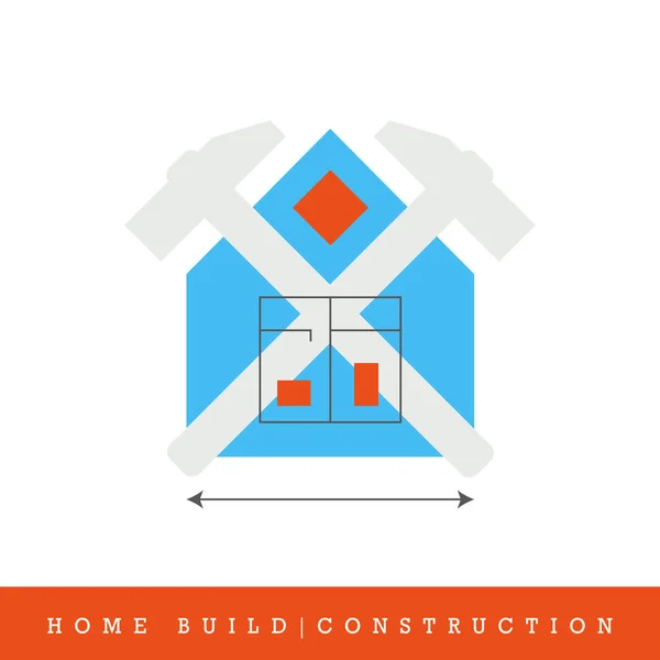 Home Build, Construction Flat Line Vector Icon — Stock Vector