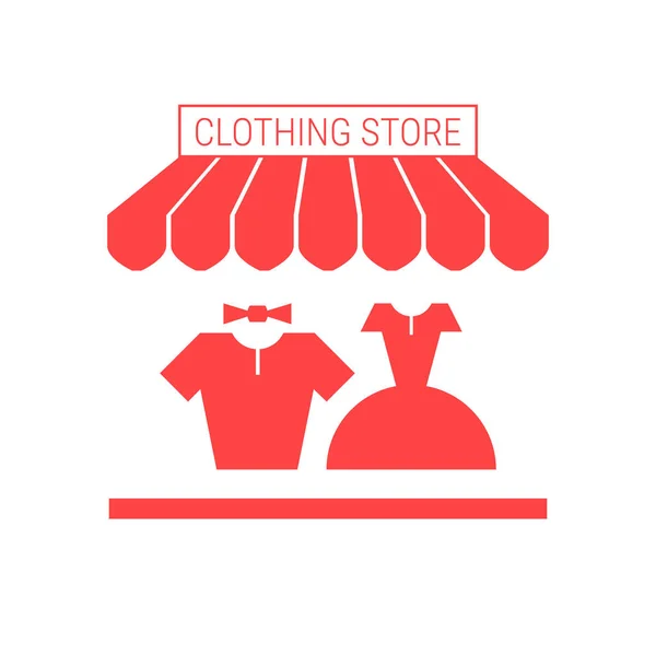 Negozio Abbigliamento Haberdashery Shop Single Flat Icon Tenda Righe Cartello — Vettoriale Stock