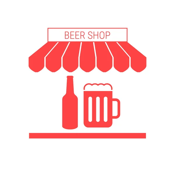 Beer Shop Pub Single Flat Vector Icône Auvent Enseigne Rayés — Image vectorielle