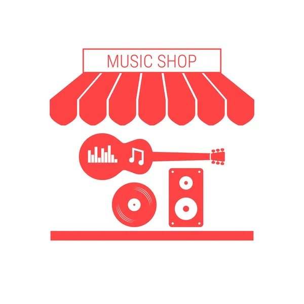 Music Shop Instrumente Muzicale Echipamente Single Flat Vector Icon Dungi — Vector de stoc