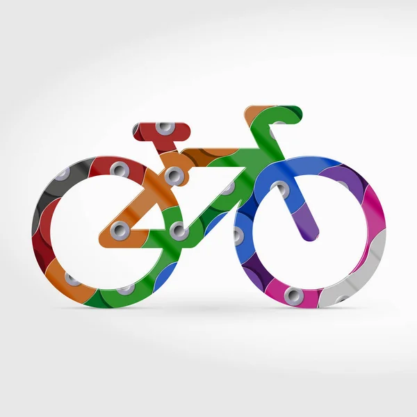 Multicolored Vector Bike Bicycle Icon Made Bicycle Chain Background Isolated — Stock Vector