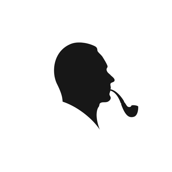 Hombre Fumando Una Pipa Perfil Hombre Fumando Una Pipa Hombre — Vector de stock