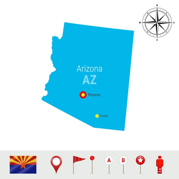 Arizona Vector Kaart Geïsoleerd Een Witte Achtergrond Hoog Gedetailleerde Silhouet — Stockvector