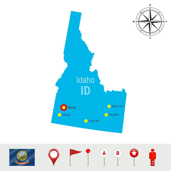 Idaho Vector Kaart Geïsoleerd Een Witte Achtergrond Hoog Gedetailleerde Silhouet — Stockvector