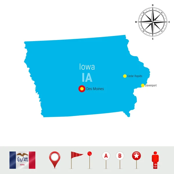 Iowa Vector Kaart Geïsoleerd Een Witte Achtergrond Hoog Gedetailleerde Silhouet — Stockvector