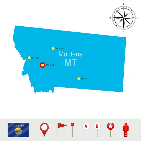 Montana Vector Kaart Geïsoleerd Een Witte Achtergrond Hoog Gedetailleerde Silhouet — Stockvector