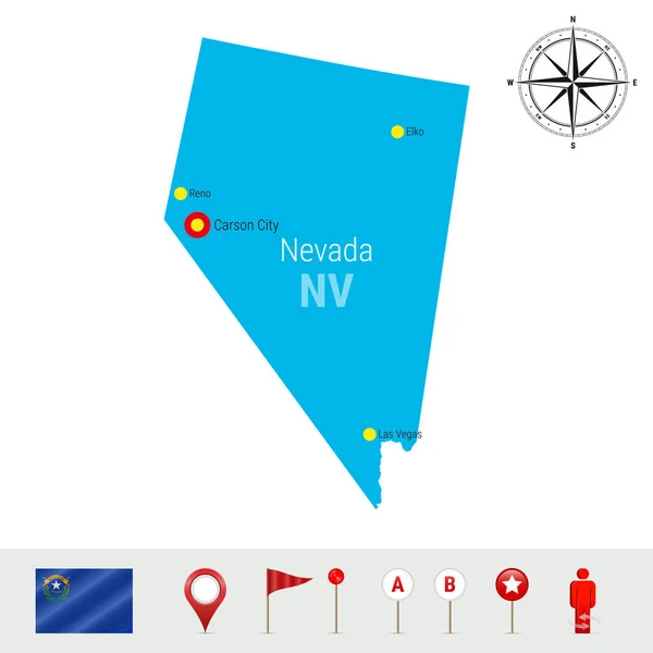 Nevada Vector Kaart Geïsoleerd Een Witte Achtergrond Hoog Gedetailleerde Silhouet — Stockvector