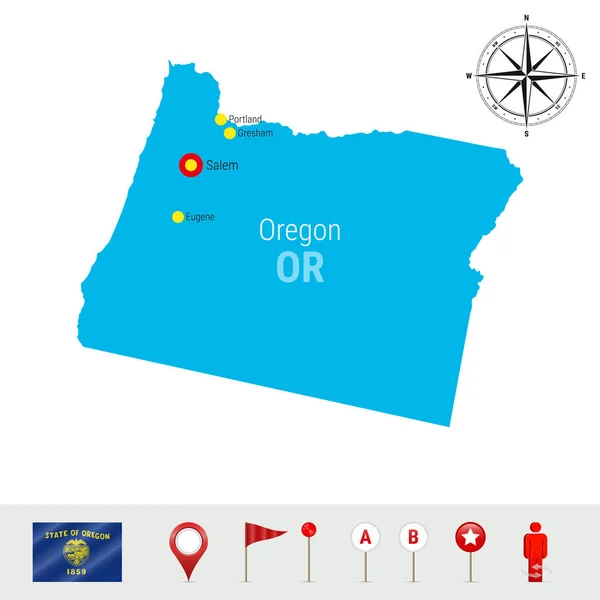 Mappa Vettoriale Dell Oregon Isolata Sfondo Bianco Alta Silhouette Dettagliata — Vettoriale Stock