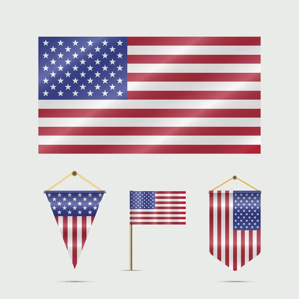 Drapeau Des États Unis Pennants Drapeau Américain Barre Illustration Vectorielle — Image vectorielle