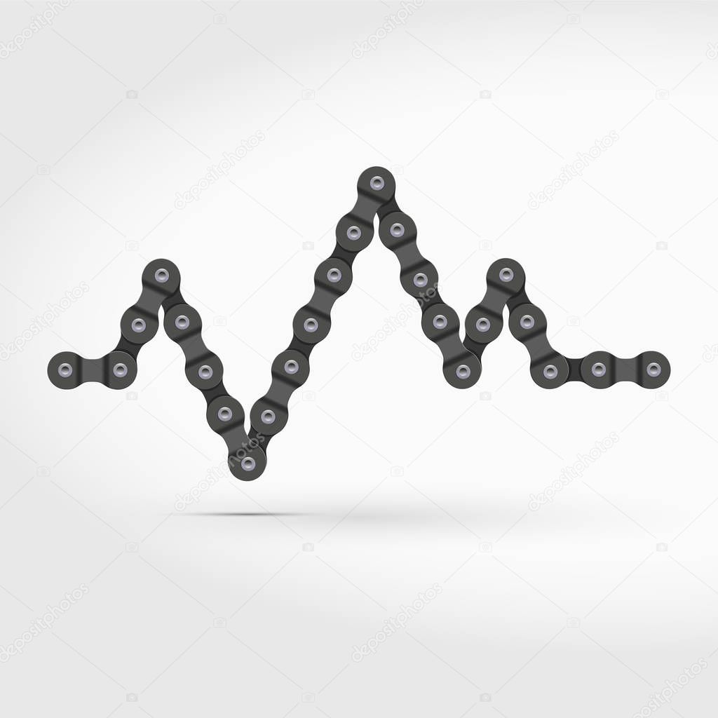 Bike or Bicycle Chain Cardiogram. Detailed Vector Illustration.