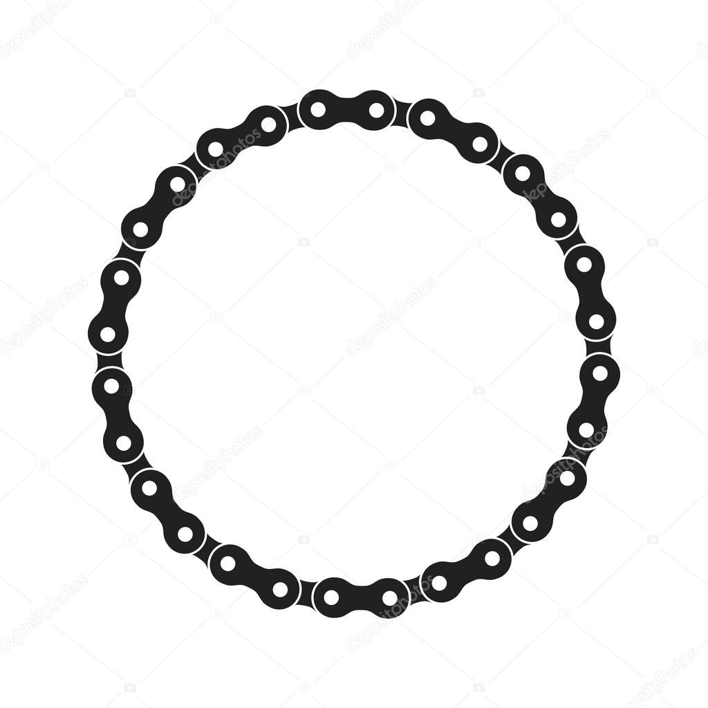 Round Vector Frame Made of Bike or Bicycle Chain. Monochrome Black Bike Chain. Blank Bike Chain Circle Frame.