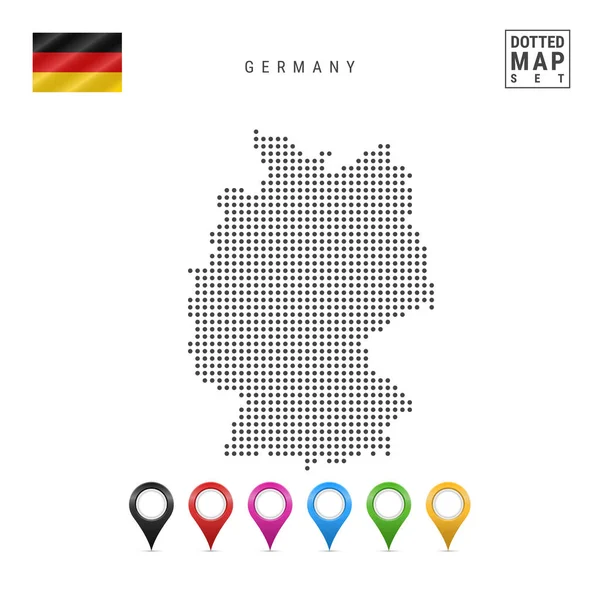 Mapa Punteado Alemania Silueta Simple Alemania Bandera Nacional Alemania Conjunto — Vector de stock