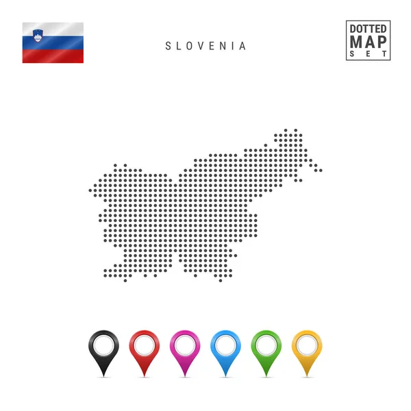 Mapa Punteado Eslovenia Silueta Simple Eslovenia Bandera Nacional Eslovenia Conjunto — Archivo Imágenes Vectoriales