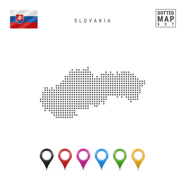 Mapa Punteado Eslovaquia Silueta Simple Eslovaquia Bandera Nacional Eslovaquia Conjunto — Archivo Imágenes Vectoriales