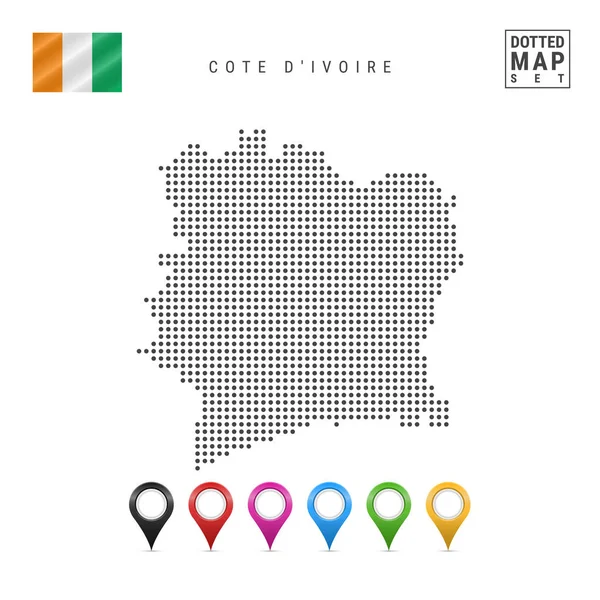 Dotted Map Cote Ivoire Simple Silhouette Cote Ivoire National Flag — Stock Vector