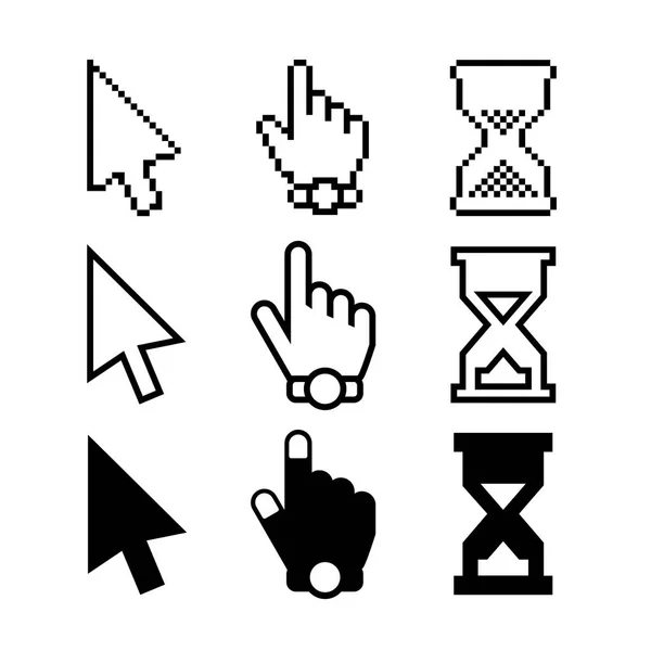 Cursor Symbole Pfeil Hand Und Sanduhr Vektor Designelemente Für Webdesign — Stockvektor