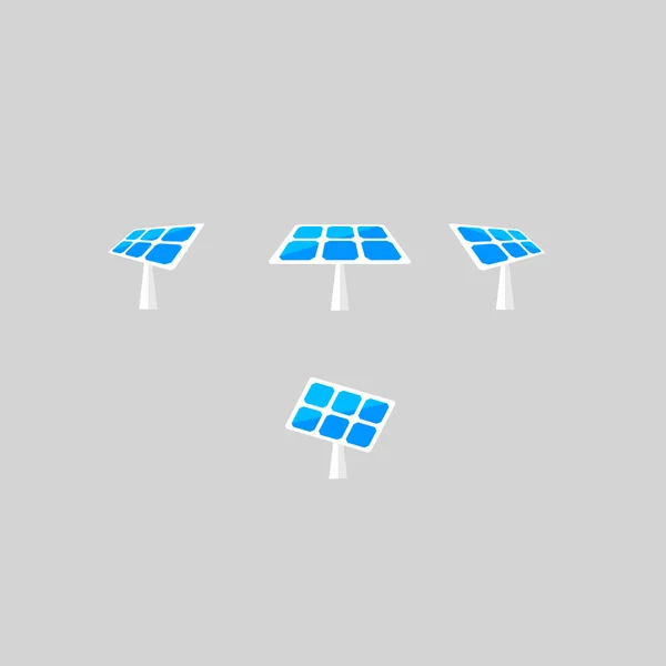 Panneaux Solaires Icônes Vectorielles Batterie Solaire Dans Différents Angles Ensemble — Image vectorielle